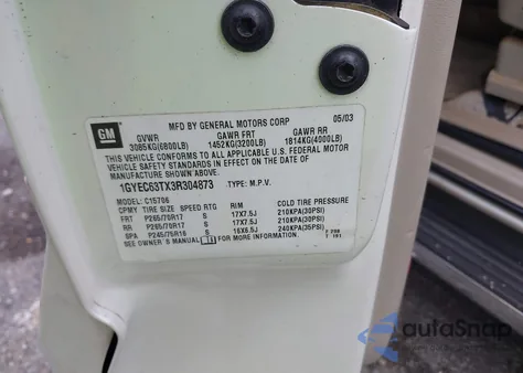 2003 Cadillac Escalade Standard из США, поврежденный, VIN 1GYEC63TX3R304873